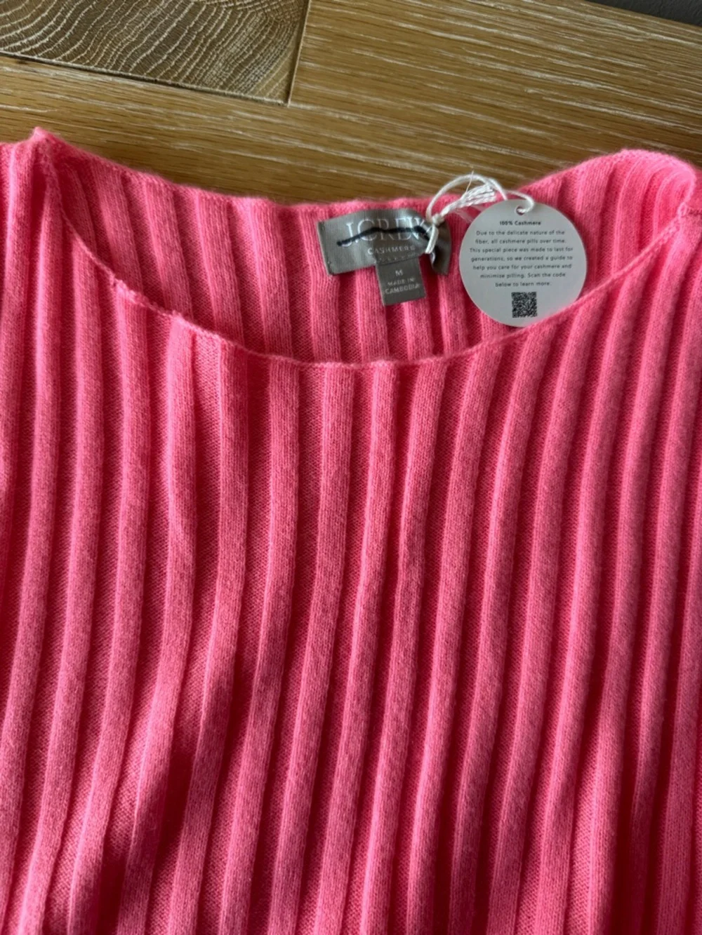 NWT J. CREW Women’s Wide-rib cashmere sweater shell Neon Capri Medium *SEE NOTE* - Picture 9 of 16